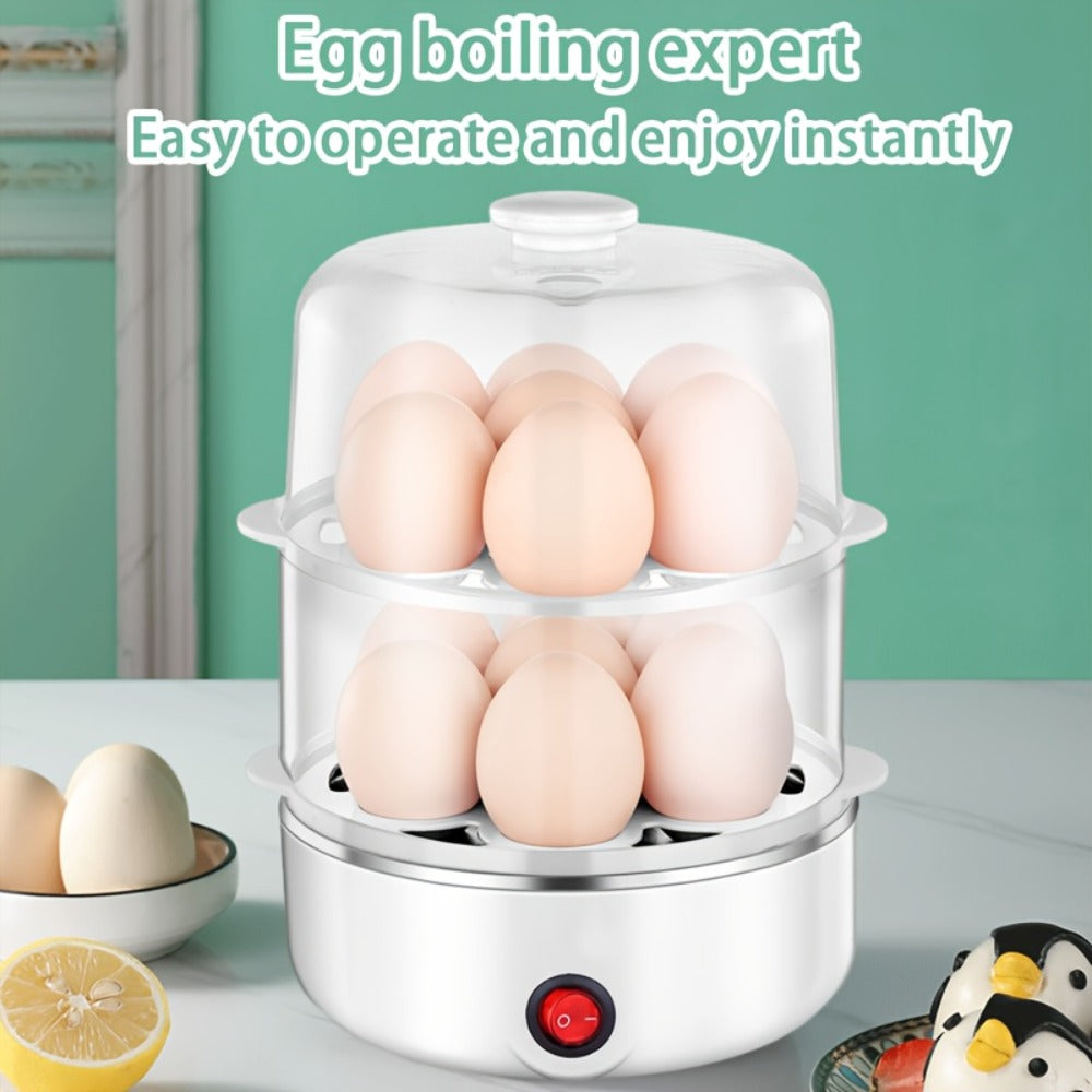 Egg Steamer Stainless Steel Mini Breakfast Machine Single Double Layer Multi-Functional Egg Cooker for Home Dormitory Student Dorm Back to School Holiday Gift
