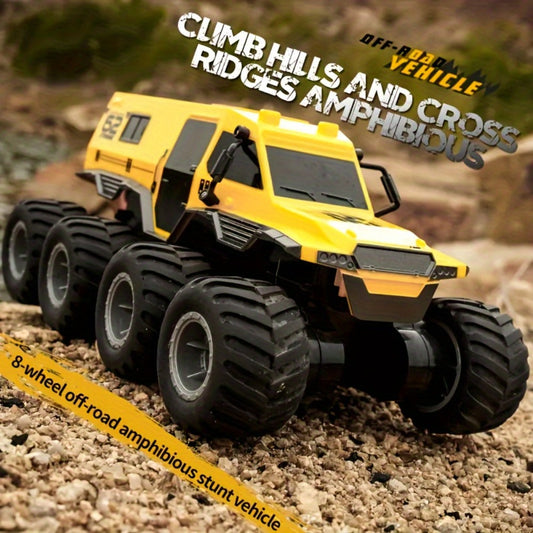 Amphibious RC Truck 8-Wheel Drive 4-Motor Off-Road Climbing Remote Control Armored Vehicle, Oversized All-Terrain Land & Water Military Truck Toy – Epic Gift for Kids & Adults Boys Girls