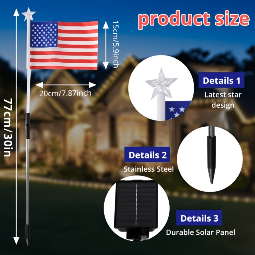 Solar Flag Ground Stake Lights with Separate Panel, 8 Lighting Modes and 8- or 16-Piece Sets