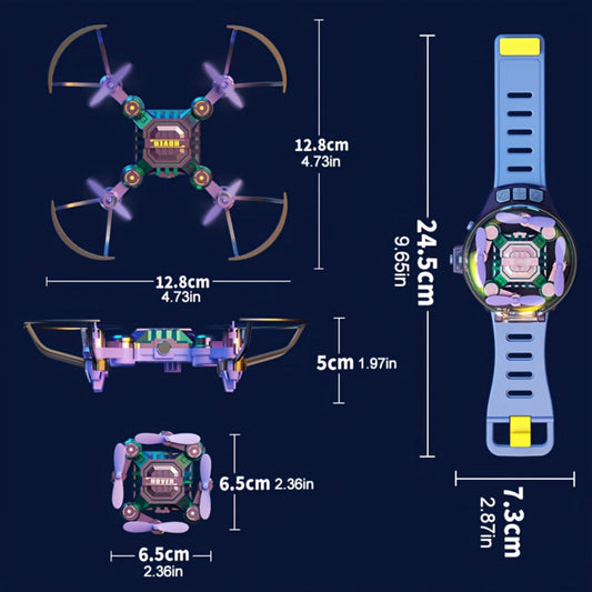 Watch Case Mini Drone for Kids with 2 Rechargeable Batteries – RC Quadcopter Stable Hover Indoor Outdoor Beginner Flying Toy Gift for Boys Girls Birthday Christmas Halloween Blue Green Black