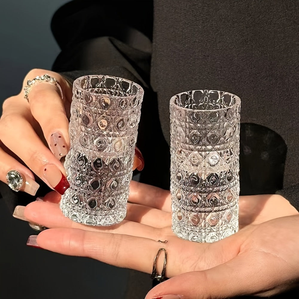 Diamond-Texture Shot Glass Set in Four- or Six-Piece Checkout Options for Home Bars and Party Serving
