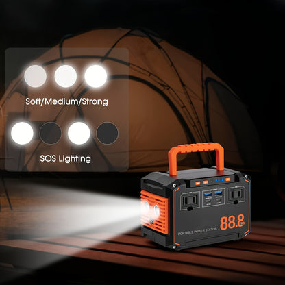 Portable Power Station 88.8Wh/111Wh – Solar Generator with AC/DC/USB Ports, 30W Solar Panel Optional, Backup Battery for Camping, Emergency, CPAP, Laptops, Fans