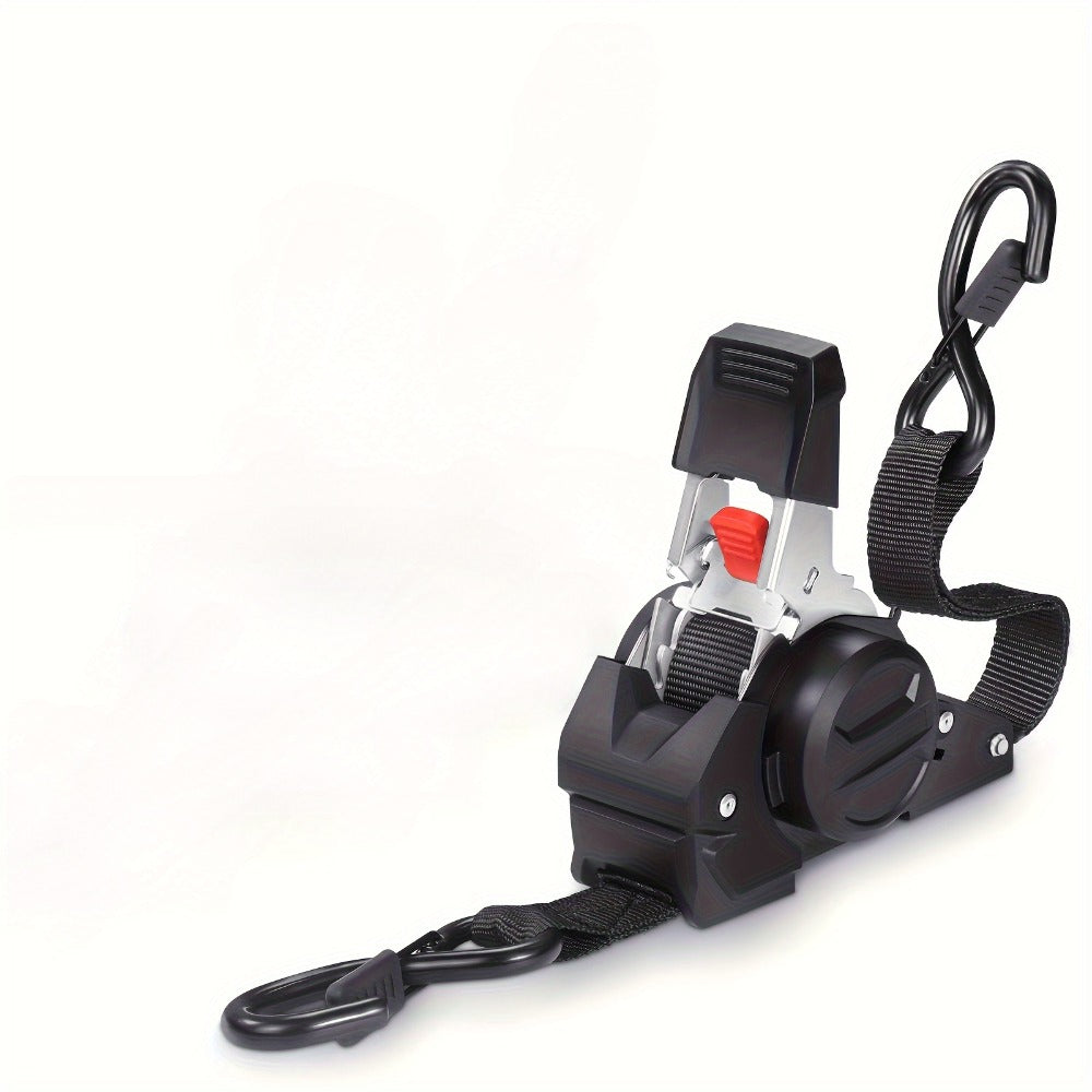 Ratchet Tie-Down Straps with Auto-Retract & Speed Control – Heavy-Duty Cargo Securing Kit with Hooks & Storage Bag | Motorcycle Transport, Towing & Truck Bed Load Securing