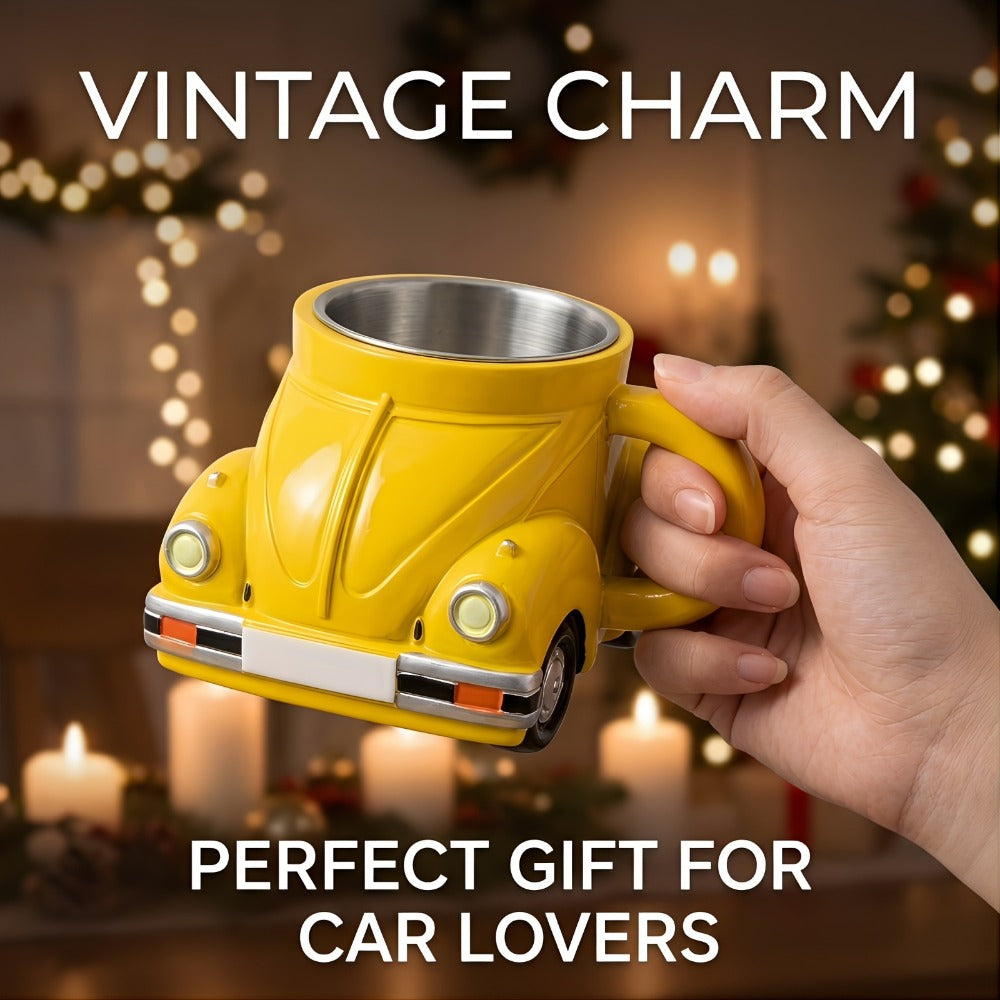 Sports-Car-Shaped Coffee Mug with Silver-Tone Interior, Door-Style Handle and Six Body Colors