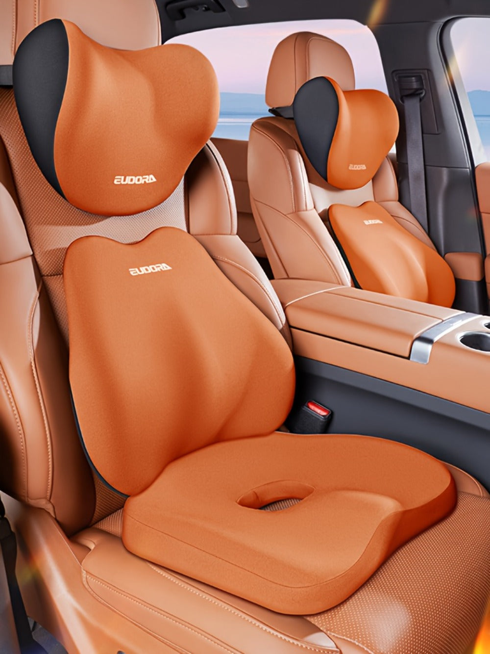 Memory Foam Car Seat Cushion & Back Cushion Set – Ergonomic Lumbar & Hip Support, Non-Slip, Machine Washable, Fits Sedans SUVs Trucks, 3 Colors