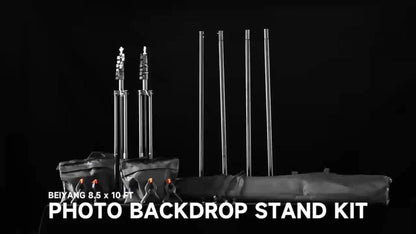 Adjustable Photography Background Stand with Carry Bag and Clamps for Portrait, Video and Streaming Setups