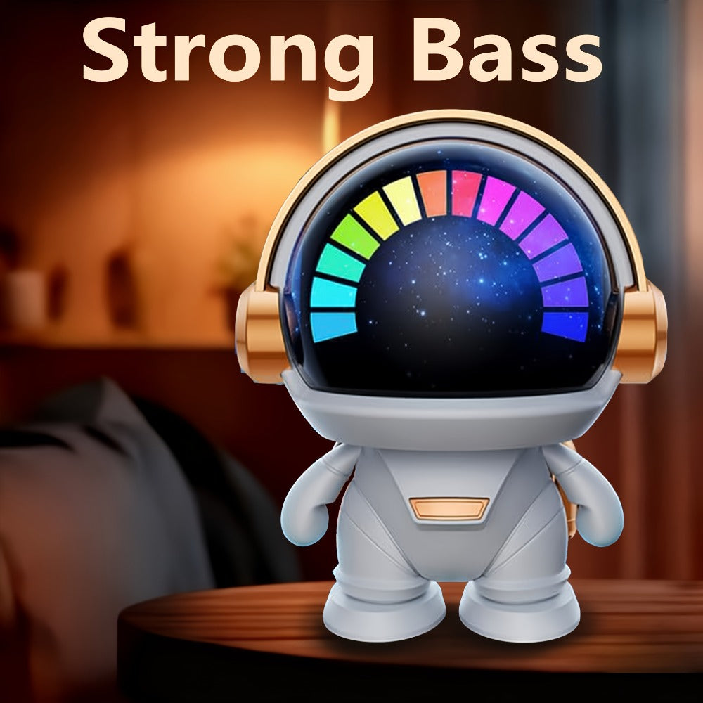 Portable Bluetooth Speaker Astronaut Mini Desktop Design with LED Light and USB Rechargeable Power