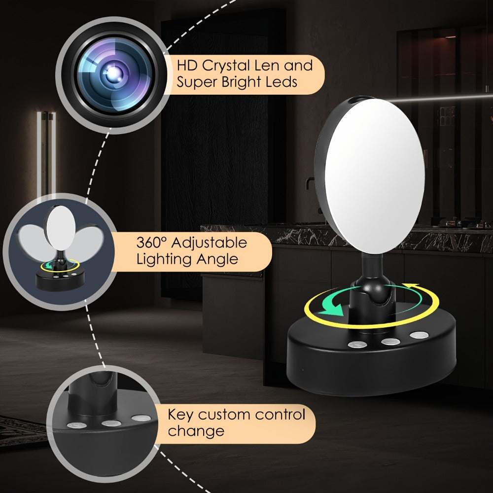 Smoke Face Projection Lamp Color-Changing LED Night Light – 360° Rotatable Ambiance Projector, Adjustable Brightness, USB Rechargeable, Multi-Mode Button Control for Bedroom Wall & Ceiling Decor