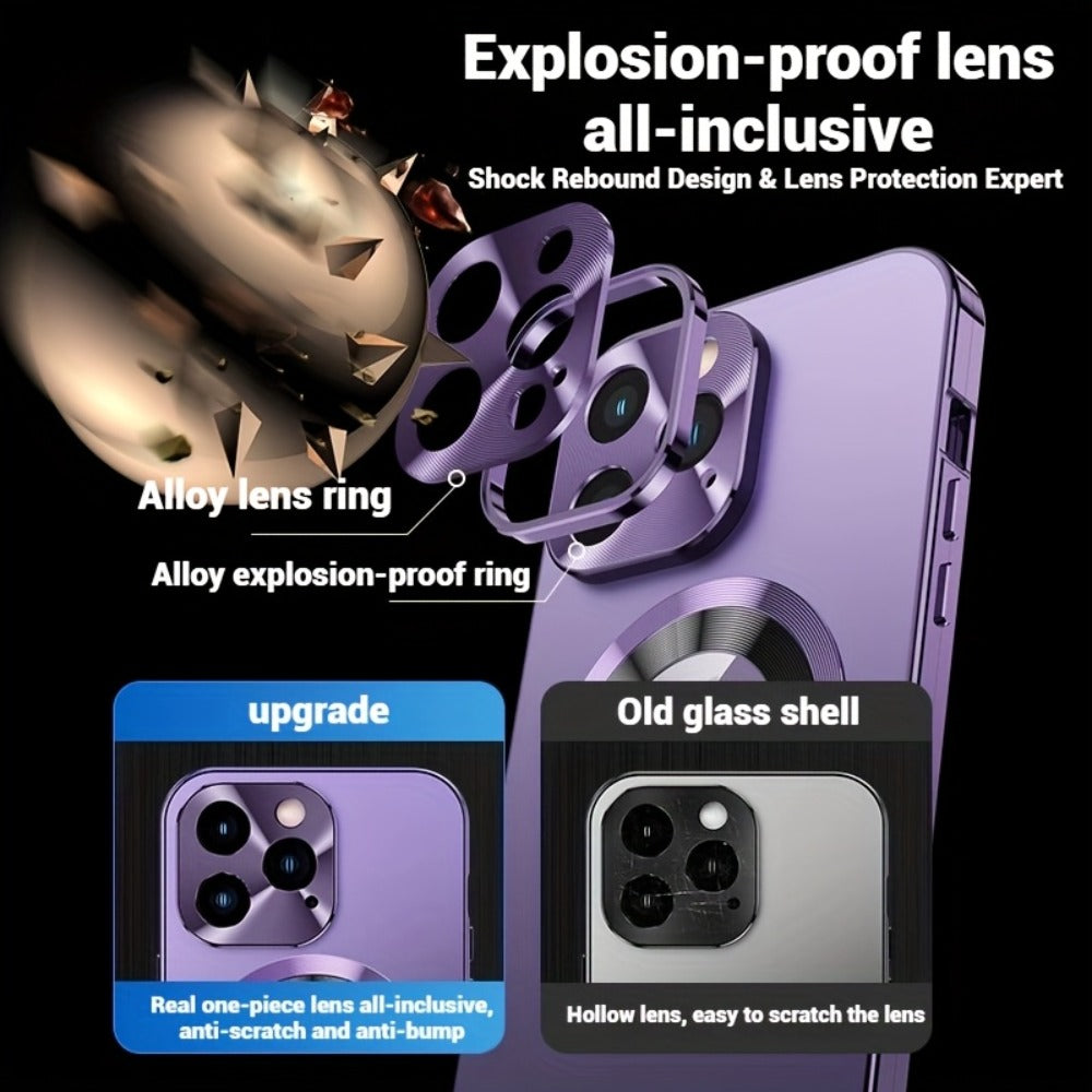 Phone Case Privacy Screen with Aluminum Alloy Frame, Rear Stand and MagSafe Support for iPhone 15 Pro