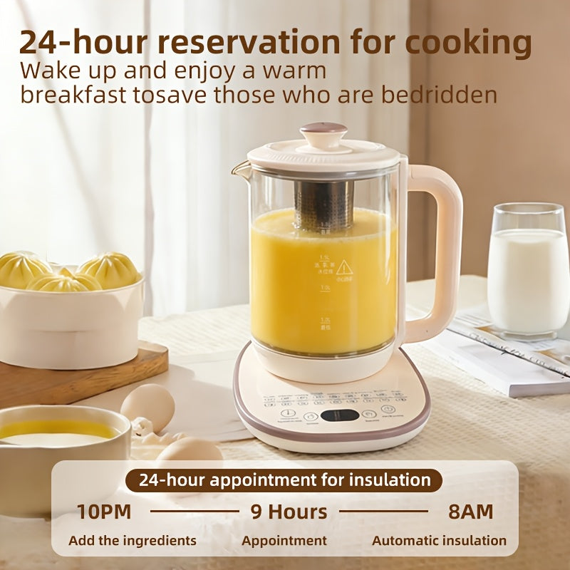 Electric Kettle 1.8L Glass Multi-Function Pot with 18 Presets, Removable Filter and 110V US Plug