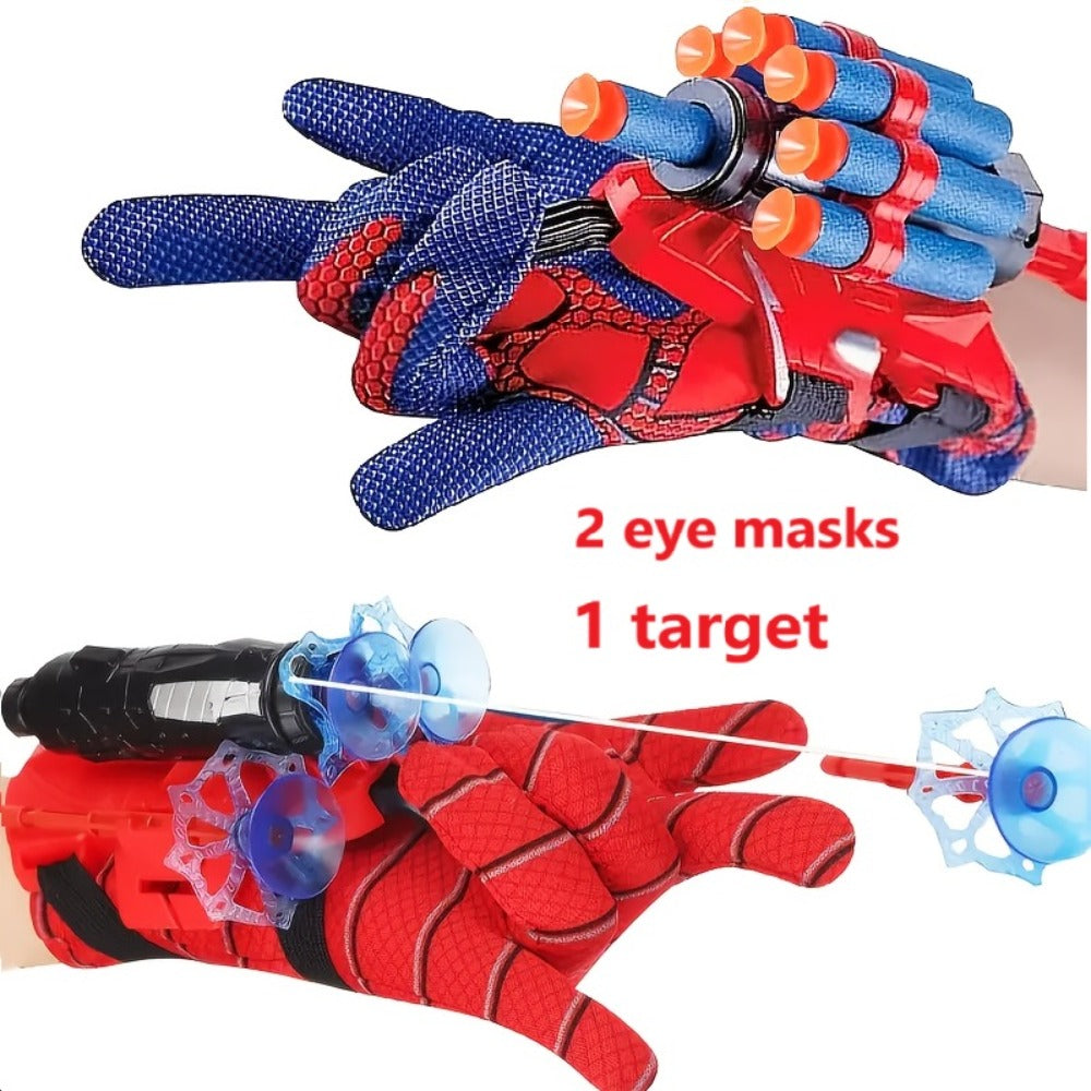 Wrist Spider Web Shooter Toy for Kids & Teens – Superhero Web Launcher Set with Eye Mask Target & Water Gun, Outdoor Party Gift Boys Halloween Easter Birthday