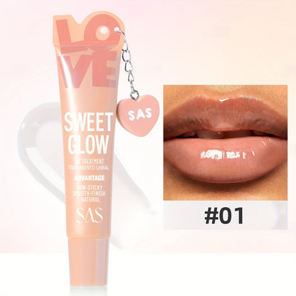 SAS Heart-Pendant Lip Gloss with 15ml Net Content, Squeeze-Tube Format and Six Numbered Shades
