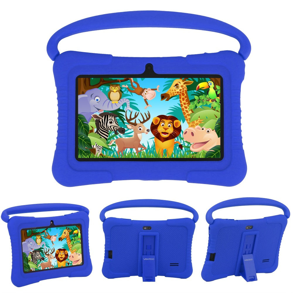 Kids Tablet 7 Inch Android 2GB RAM 16GB 32GB ROM 1TB Expandable WiFi Dual Camera Parental Control Educational Games Eye Protection Drop-Proof Silicone Case Tablet for Kids Toddlers – Pink Blue Purple Navy