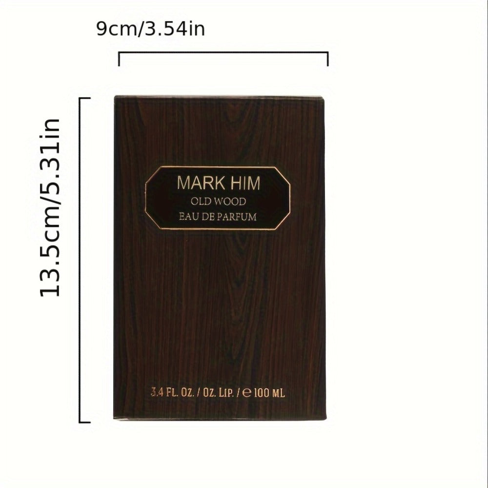 Cologne Spray for Men MARK HIM OLD WOOD 100ml with Wood-Look Bottle, Rectangular Cap and Boxed Presentation