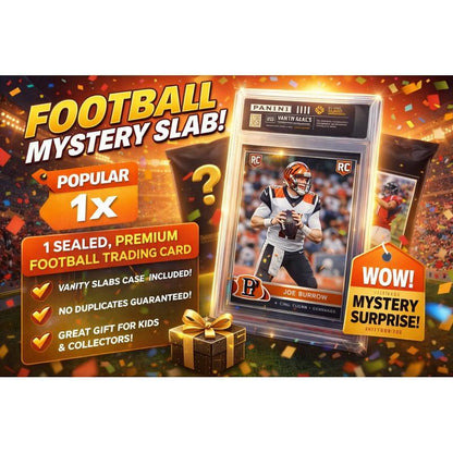 Sports Trading Cards, Football Vanity Slab with Red Label or Two-Slab Options for Display Collections