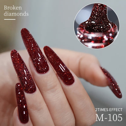 Glitter Gel Nail Polish Set 5 Colors Broken Stone Sparkling – Semi Permanent Soak Off UV LED Nail Gel 0.51oz Each, Long Lasting Multi-Dimensional Glitter Nail Art Polish for Salon & DIY Home Use
