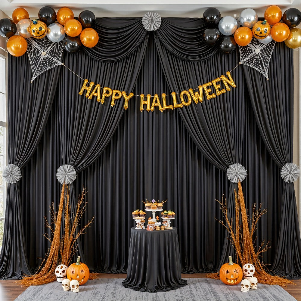 White Black Duo Backdrop Curtains 2 Pack 5x10Ft Wrinkle-Resistant Photo Background Fabric for Wedding, Birthday, Christmas, Halloween & Party Decoration – Reversible Dual Color Event Curtain Set