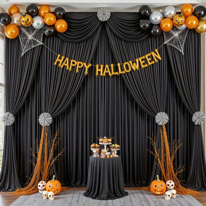 White Black Duo Backdrop Curtains 2 Pack 5x10Ft Wrinkle-Resistant Photo Background Fabric for Wedding, Birthday, Christmas, Halloween & Party Decoration – Reversible Dual Color Event Curtain Set