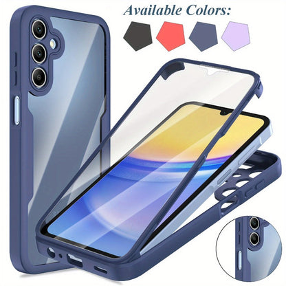 Rugged Samsung Galaxy A-Series Phone Case with Built-In Screen Cover in Four Colors and Six Model Options