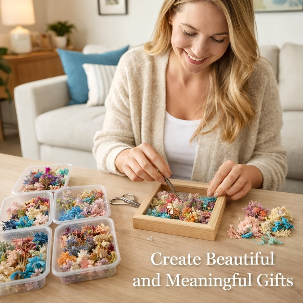 Four-Box Random Dried Flower Craft Set for Resin Jewelry, Candles and Cards with Mixed Color Assortment