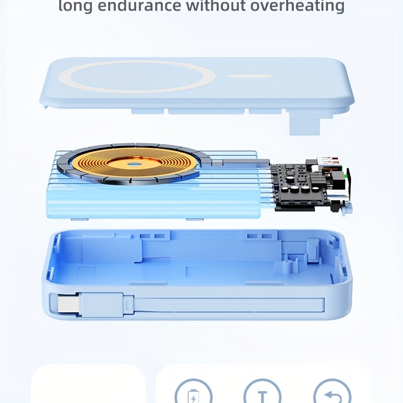 10000mAh Mobile Power, 22.W Magnetic Charging Treasure, Comes with Convenient Dual Cable, with LED Power Display, Stand Mobile Power, Can Charge 5 Devices At The Same Time, Comes with Stand, Can Be On The Plane