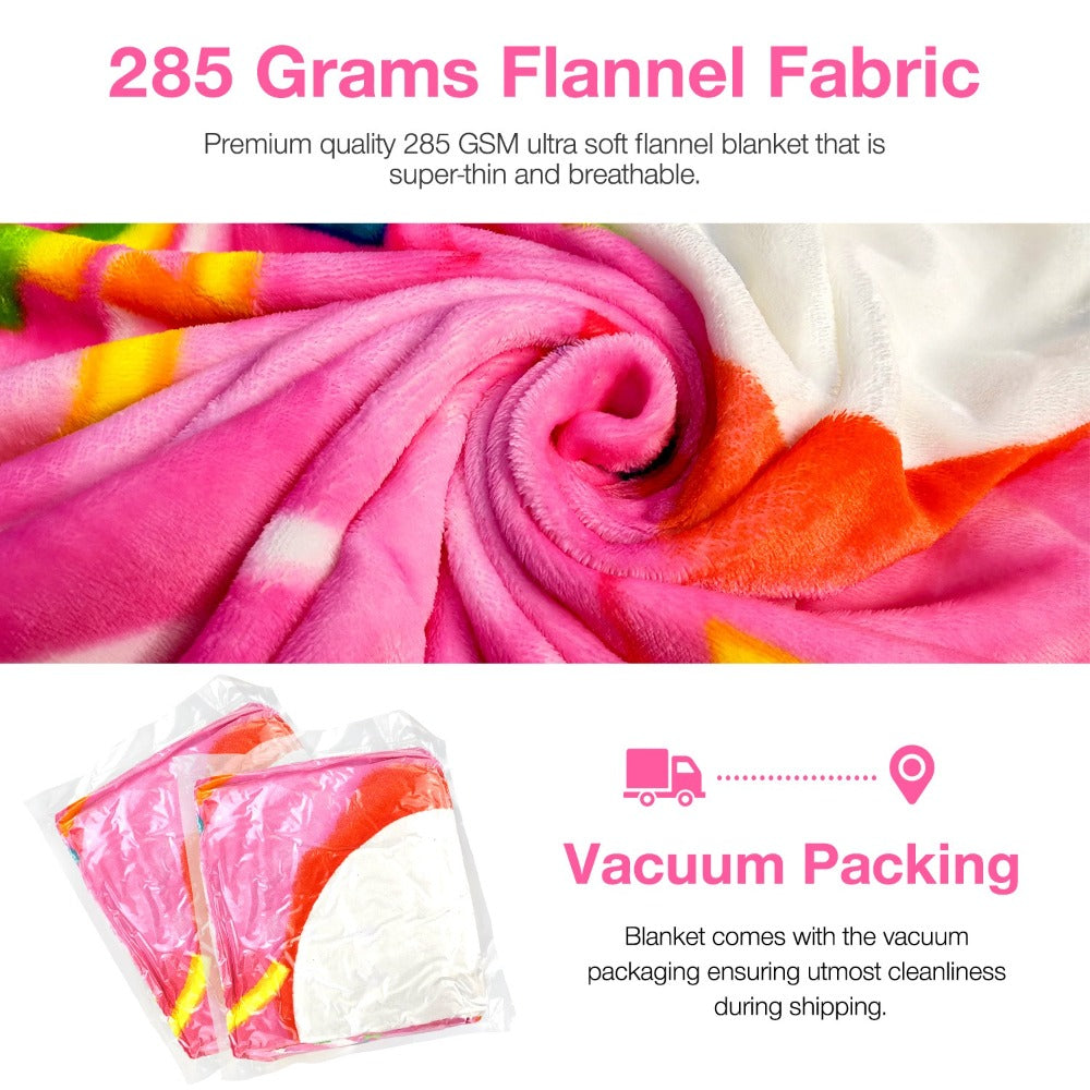 Round Food Print Throw Blanket in Pizza, Donut or Pancakes Designs with 62-, 71- or 80-Inch Diameters