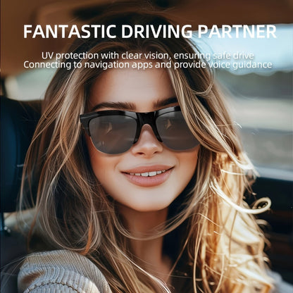 Open-Ear Audio Glasses with Bluetooth Built-In Speaker & Mic – Hands-Free Calls & Music | Lightweight Smart Eyewear for Cycling Driving Fishing Hiking Travel Office | Black & White | Wearable Tech Gift