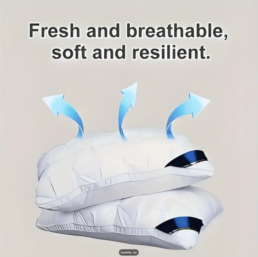 Soft Polyester Fiber Bed Pillow with Satin Cover and Zipper in White or Gray, One or Four-Pack Options