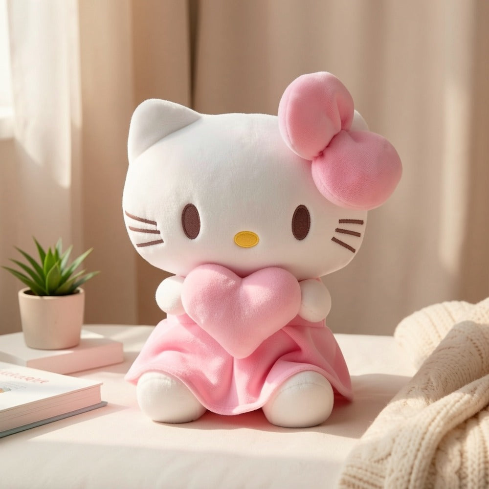 Hello Kitty Heart Plush Doll Kawaii Sanrio Stuffed Animal Cuddly Toy Gift with the Listed Color, Size or Set Options for Everyday Use