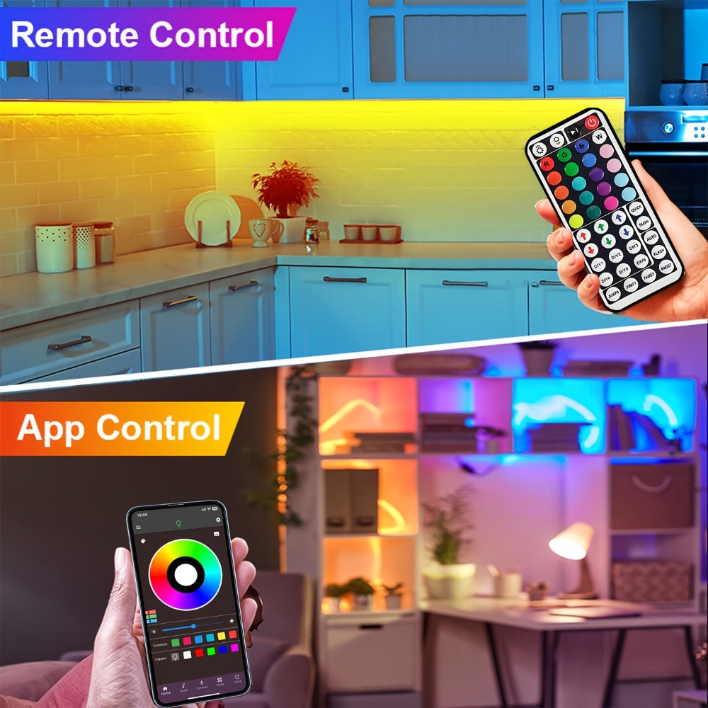 LED Strip Light SETONR RGB 100ft/30m with USB Power, App and 44-Key Remote, Music Sync and Timer Controls