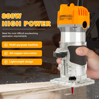 Wood Router 800W 35000 RPM Compact Electric Router Tool | 15-Piece 1/4" Bit Set for DIY Woodworking, Edge Trimming, Slotting, Carving & Contour Processing – Variable Speed Rotary Tool