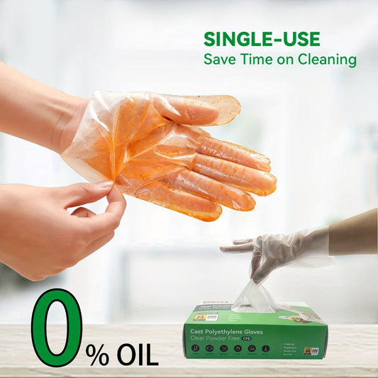 Clear Poly Disposable Gloves 200/1000PCS Oil Resistant Food Safe Cooking Cleaning Gloves S M XL