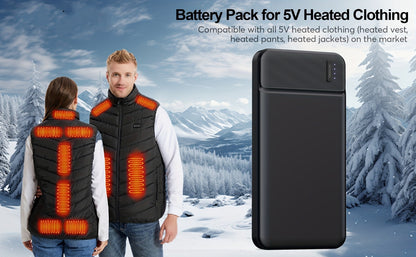 Power Bank 10000mAh 5V for Heated Clothing with PD 22.5W Charging in Black or White Battery Pack