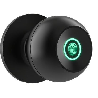 K10 Rechargeable Smart Door Knob with Fingerprint & App Control - 3-in-1 Keyless Entry, Entrance/Passage/Privacy Mode, Built-In Lithium Battery, No Battery Replacement, Matte Black & Brushed Nickel