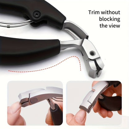 Wide-Jaw Nail Clipper and File Set, Two-Piece Black-Handle Kit with Curved Concave Edge and Stainless-Steel-Labeled Components