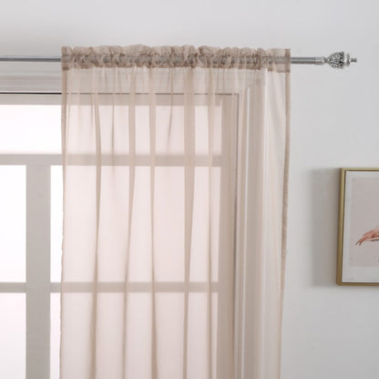Two-Panel Solid Sheer Curtains with Rod-Pocket Header, Seven Colors and Four Size Configurations