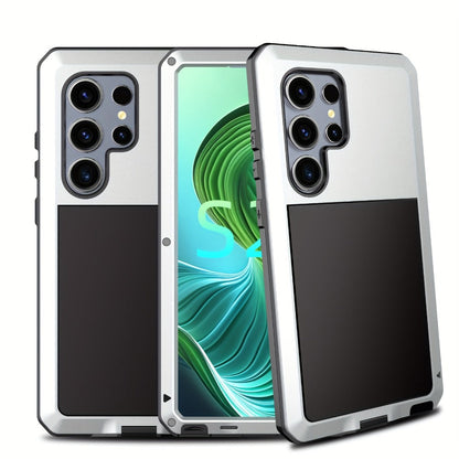 Phone Case Heavy Metal Frame with Built-In Glass Screen Protector and S Pen Access for Galaxy S23/S24 Ultra