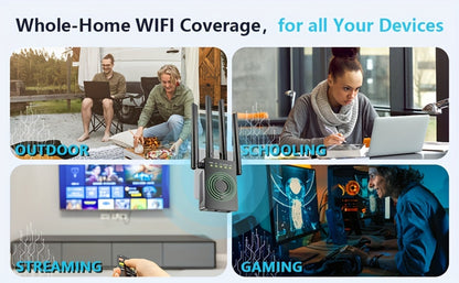 WiFi Range Extender 1200Mbps Dual-Band 2.4/5.8GHz with Four Antennas, WPS Control and Ethernet Port in Black