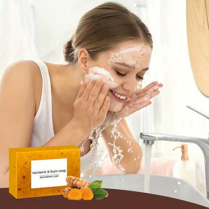 Kojic Acid Soap Bar 24-Pack Handmade — Lemon Turmeric Cold Process Bar Soap with Ginger Extract & Exfoliating Granules, Brightening Dark Spot Soap for Women, Face & Body Cleansing Gift Set
