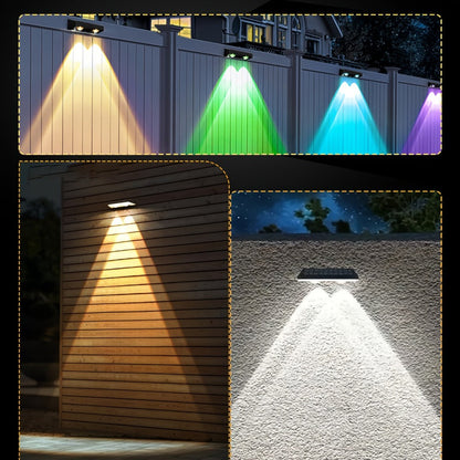 Solar Garden Light Fence Wall Fixtures with 9 Modes, Dusk Sensor and 4 or 8-Pack Options for Outdoor Garden Decor
