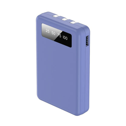 Slim Power Bank 5000mAh / 10000mAh with Built-in USB-C Cable, Charges 4 Devices Simultaneously, LED Indicator – Ultra-Compact Portable Charger for iPhone, Android, Travel, Everyday Carry