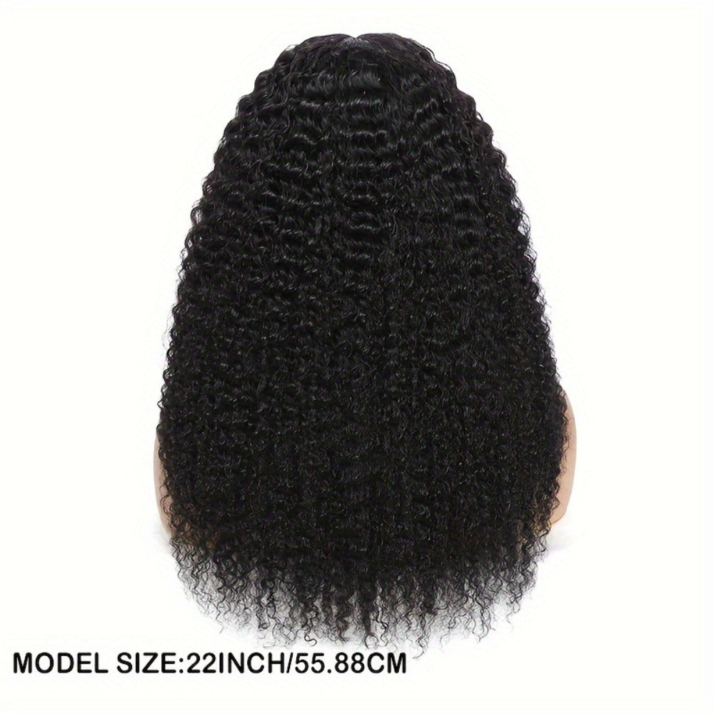Lace Front Wig Kinky Curly Human Hair Style with 4x4x1 T-Part Lace, 180% Density and 12-22in Lengths