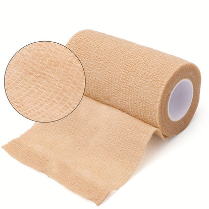 Cohesive Bandage Wrap Six-Pack with 4-Inch by 5-Yard Beige Self-Adhering Nonwoven Rolls for First Aid Kits