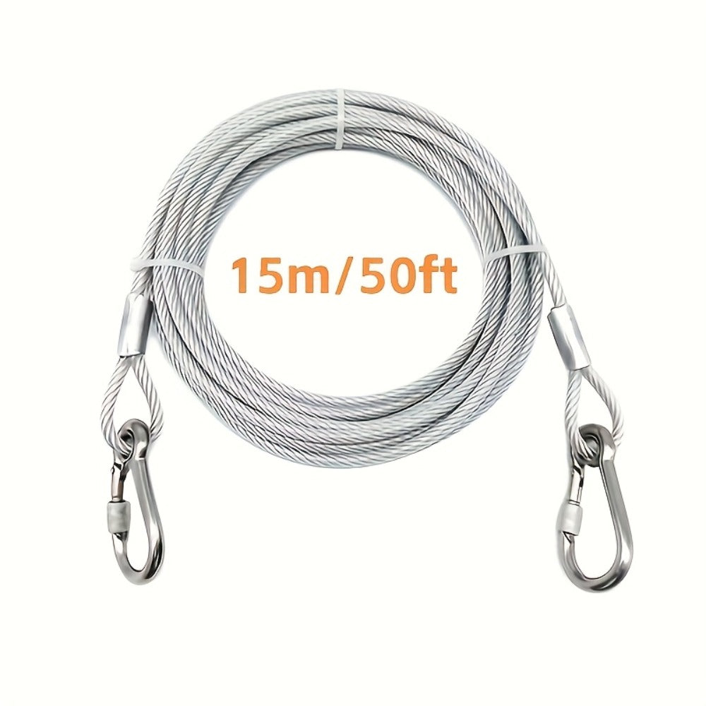 Coated Wire Clothesline with Locking Carabiners in 9-Meter or 15-Meter Checkout Lengths and End Hooks