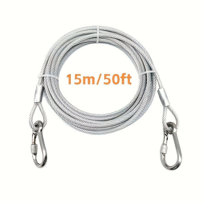 Coated Wire Clothesline with Locking Carabiners in 9-Meter or 15-Meter Checkout Lengths and End Hooks