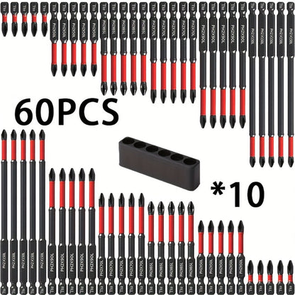 Magnetic PH2 Screwdriver Bit Set with 2-, 24- or 60-Piece Checkout Options and Mixed Lengths