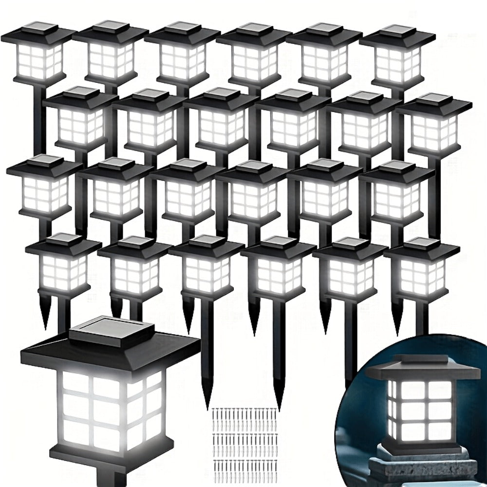 Solar Garden Lights Pathway Stakes in 6/12/24-Piece Sets with Warm, Cool or Multicolor Options