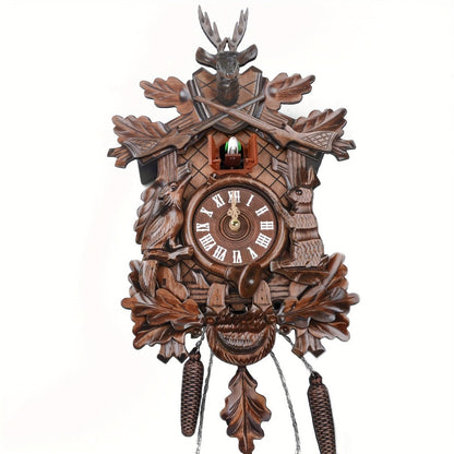 Cuckoo-Style Decorative Wall Clock with Pendulum and CL010 or CL303 Brown Wood-Look Model Options