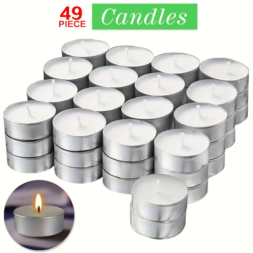 Tea Light Candles Unscented White - 49 or 99 Pack Smokeless Wax Tealights 2. Burn for Weddings, Christmas