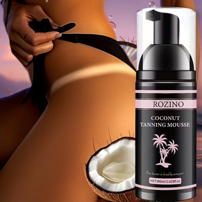 Coconut Self-Tanning Mousse Set with 60ml Pump Bottle and Applicator Glove for Body Application